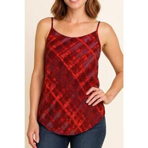 CAbi “Cherish” Tank Top Size Small Red Abstract Print 100% Polyeste